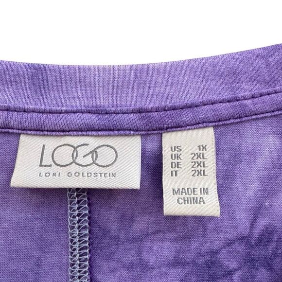 LOGO by Lori Goldstein Women's Purple Tie Dye Long Sleeve Top w/ Pockets Size 1X - Picture 6 of 9